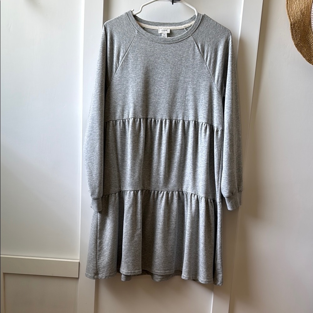 Grey Tiered Sweatshirt Dress
